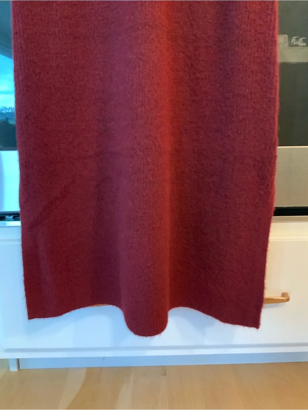 Karen Kane Sleeveless Turtleneck Sweater Midi Dress M Wine Measures for Medium